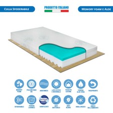 Materasso culla 120x60 sfoderabile con memory e aloe vera antiacaro anallergico