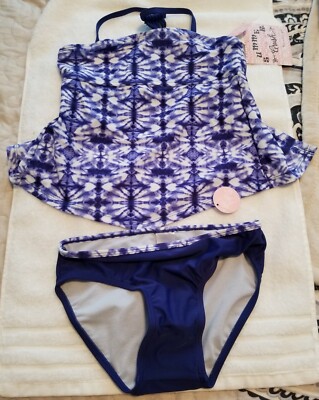 Summer Crush Girls 2 piece Bathing Suit - Size 8 Blue White, Brand New W/Tags