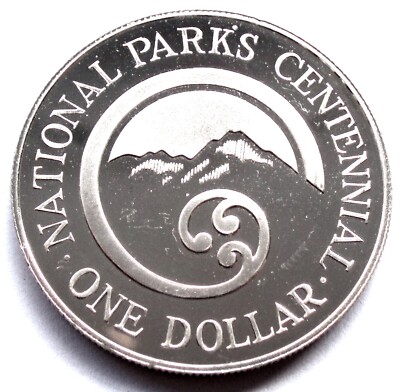 NEW ZEALAND 1 DOLLAR 1987 National Parks Centennial, Silver Proof
