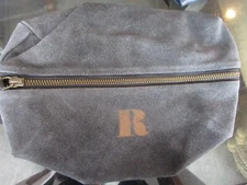 Mark & Graham SUEDE BOHO ZIPPER POUCH gray mono R photo shoot sample