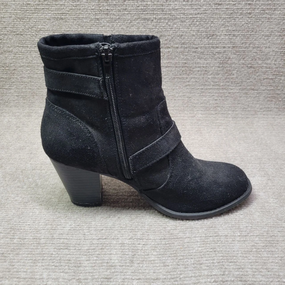 Botín Mia Amore Distressed Elenaa-W para mujer 8,5 M negro gamuza Nova tiras cremallera Foto 4 de 4