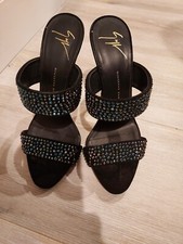 Giuseppe Zanotti mule heels black with blue crystals size 38