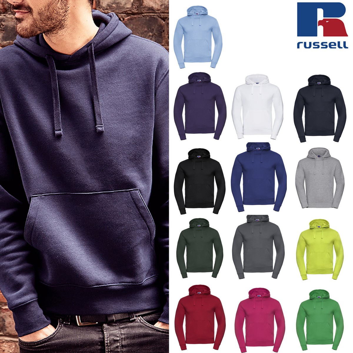 Russell Herren authentisches Kapuzenpullover R-265M-0 - Winterkleidung  Hoodie Outwear | eBay