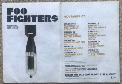 FOO FIGHTERS - TOUR DATES 2007 2-page UK magazine ad SERJ TANKIAN