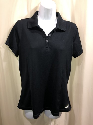 Bcg Women Black Short Sleeve Polo LARGE 
