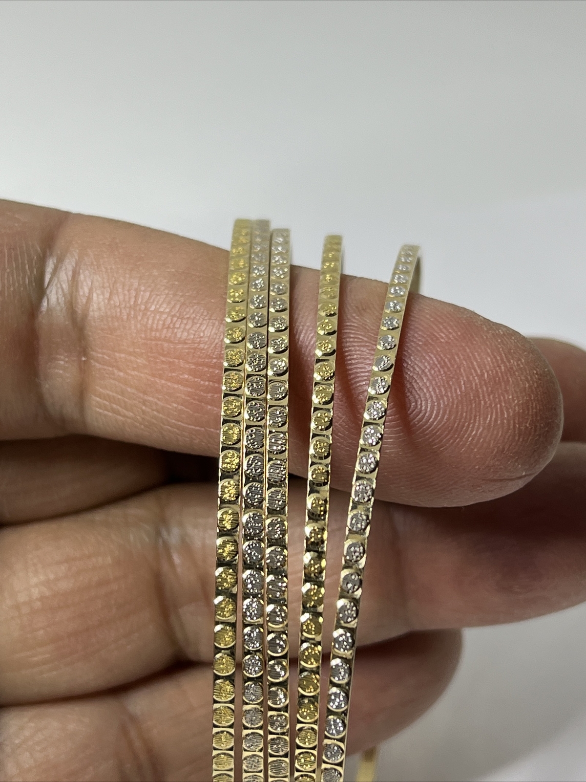 18karat solid Gold Multicolor 7.5' set of 5 bangl… - image 3