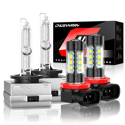 For Ford Mustang 2013-2018 - D3S Xenon Headlight Bulbs Hi/Lo Beam + Fog Light 4X