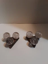 Pair Of Silver Prismatic Glitter Clear Lucite Three Spheres Candlestick Holders