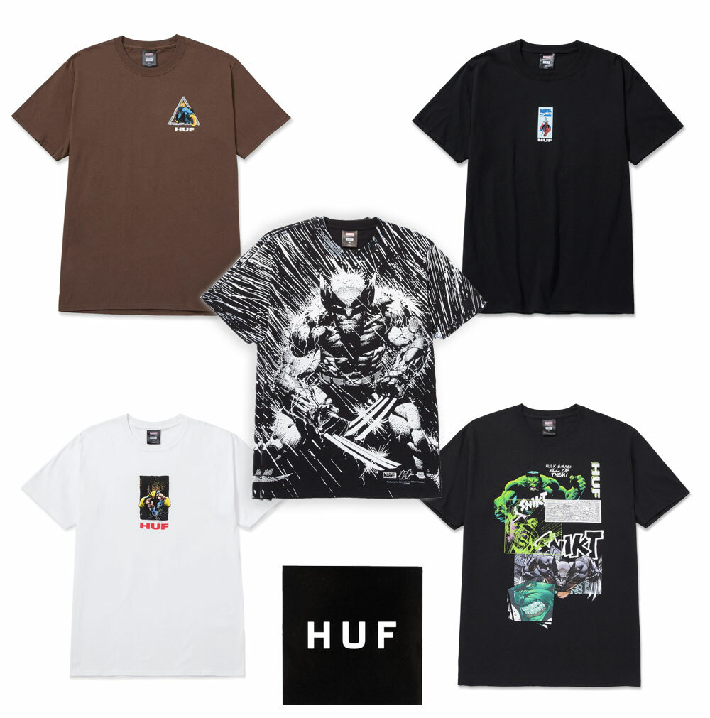 Camiseta de skate HUF x Marvel Wolverine X-Men Spiderman Hulk Ghost Rider NUEVA VENTA