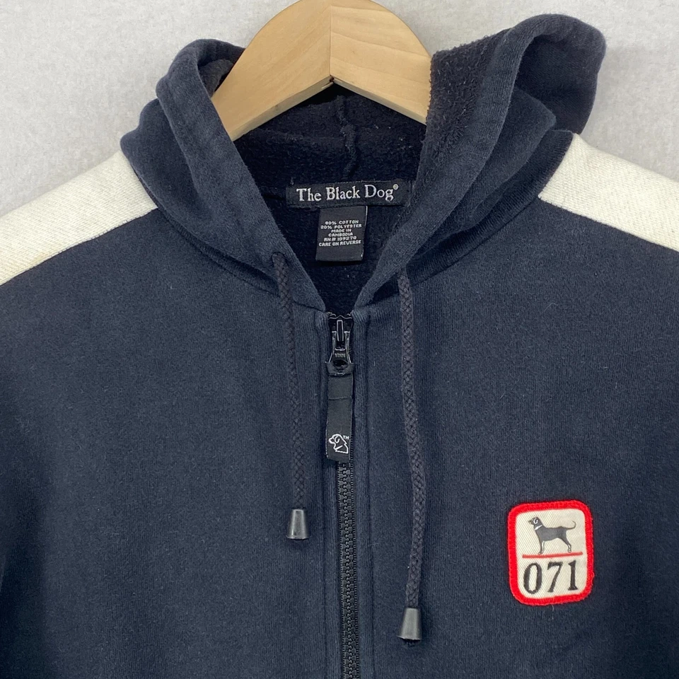 THE BLACK DOG Sudadera con Capucha Jóvenes Niños L Cremallera Completa Sudadera 071 Negro Blanco Foto 4 de 4