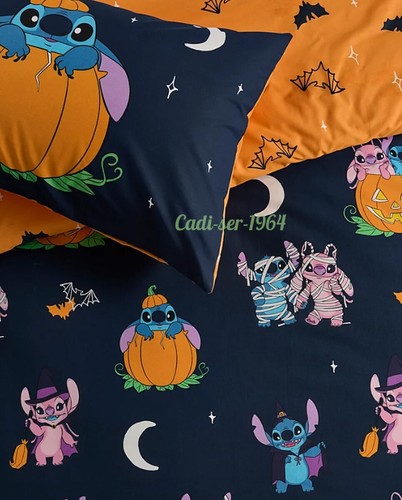 Disney Lilo And Stitch Halloween Rotary Reversible SINGLE Duvet Cover Set NEW - Picture 22 of 24