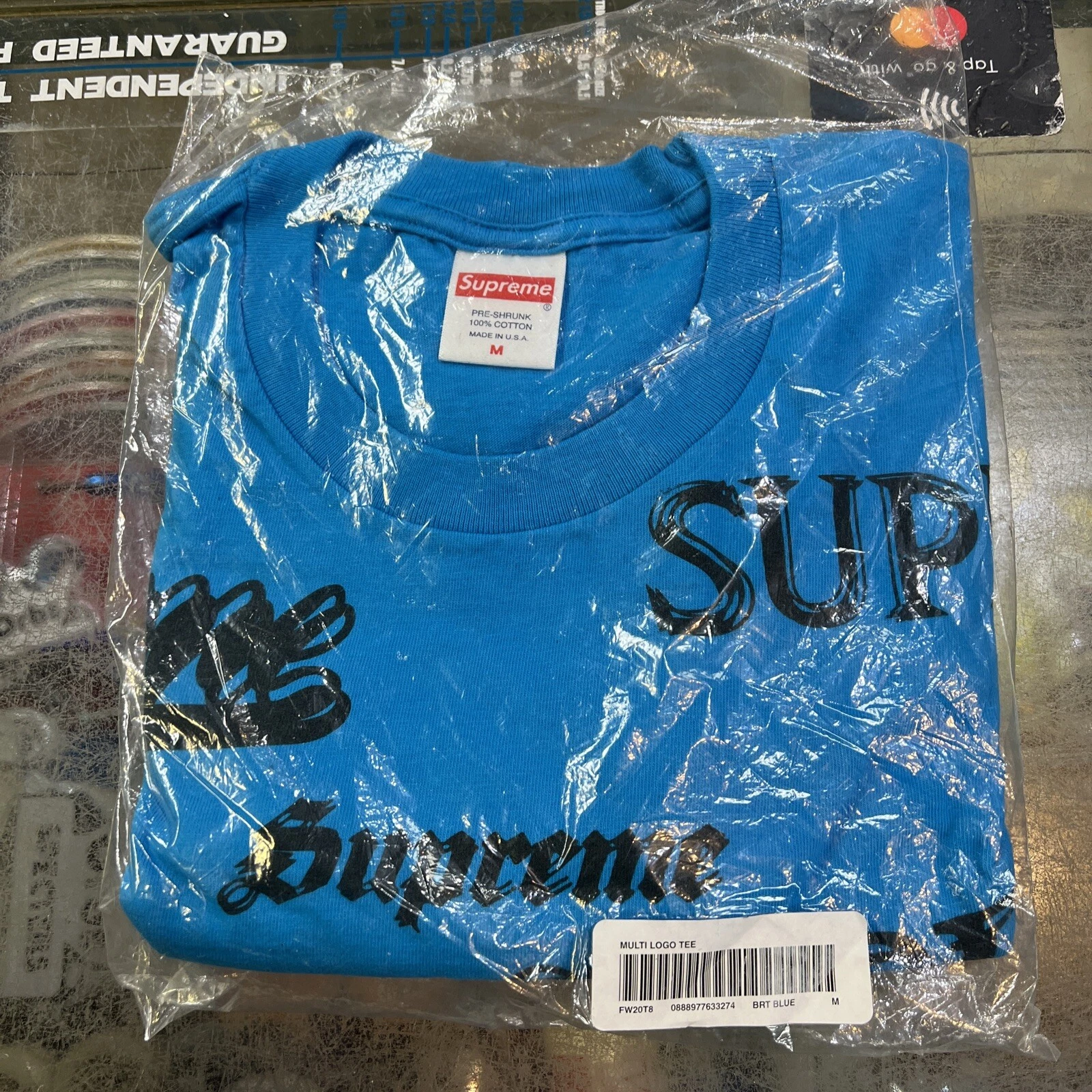 T shirt Supreme Multi Logo bleu vif moyen FW20 flambant neuf dans son emballage livraison gratuite
