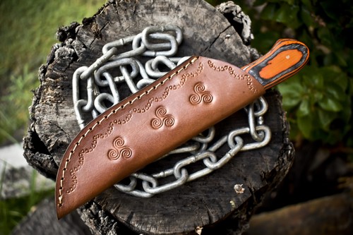 Ashen Edge Forged Skinner Knife Twist Damascus Hard Wood Steel Bolster Fishing - Picture 9 of 10