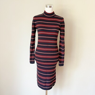 Noisy May Ribbed Bodycone Dress Stripe Knit Midi Long Sleeve Size M | eBay