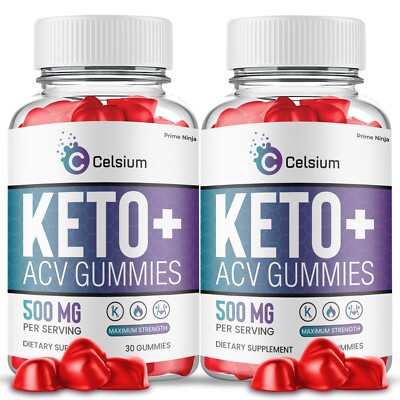 Celsium Keto ACV Gummies, Max Strength with Apple Cider Vinegar (2 Pack)
