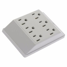 Wall Outlet Adaptor 6 Way 125V 3 Prong Ground Power Socket Multi Plug 15A UL