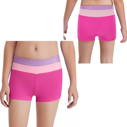 Girls Gymnastic Dance Shorts High Waist Elastic Workout Volleyball Activewear - Picture 5 of 33