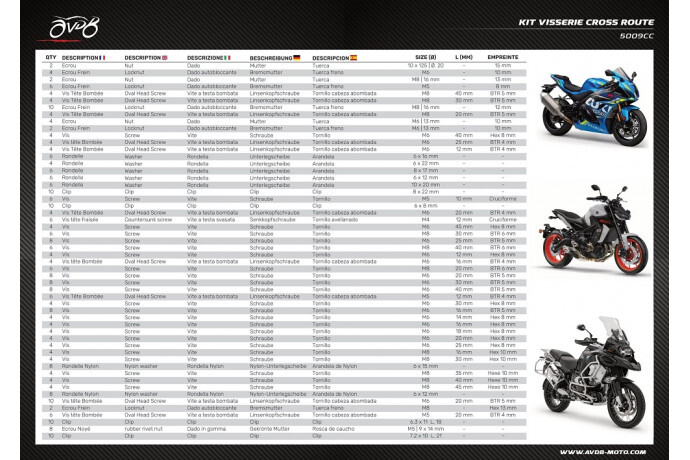 Kit visserie complet KTM Adventure 890 R pour entretien garage et raid - 2