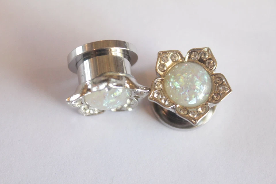 PAR 10mm-18mm Madera Piedra Gema Ópalo Cuadrado Silicona Tapón Calibre Sillín 12mm Foto 4 de 4