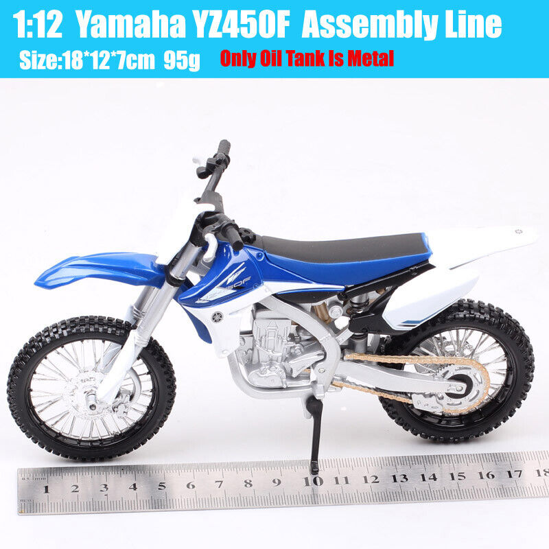 Moto de Ferro Trilha Miniatura Yamaha YZ450F 1:12 na Caixa Maisto