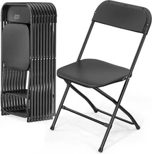 VINGLI 10 pack black plastic folding chair with steel frame 350lb