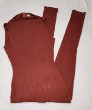 Rust Mock Neck Jumpsuit M