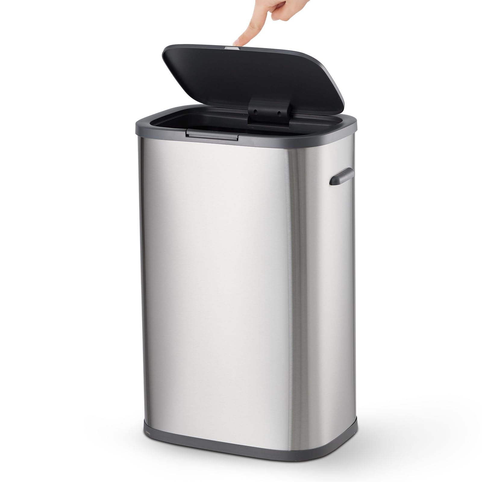 Trash Can with Lid, 14.5 Gallon Trash Bin with Pop-up Lid, 55L Garbage Can Wa...-image