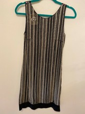 Vera Wang Women's Little Black/Gold Beaded Dress, Sleeveless, Size 0 Pre-Owned