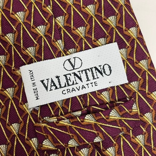 Valentino Krawatte aus 100 % Seide Italien kastanienbraun geometrische Krawatte - Bild 4 von 7