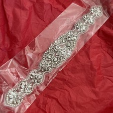 Beaded Bridal Rhinestone Applique Trim Iron On or Sew On