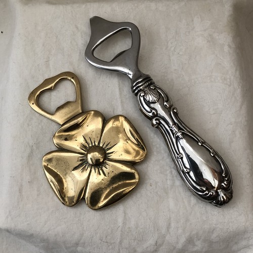 2 Vintage Italien Flaschenöffner AMBASSADOR Sterling Griff + Messing Hartriegel EUC