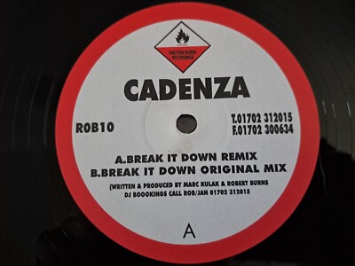 Cadenza - Break It Down - 12'' Record/Vinyl - Friction Burns Recordings - ROB 10