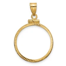 REAL 14K Gold US $5 Indian Half Eagle Screw Top Diamond-Cut Coin Bezel Pendant