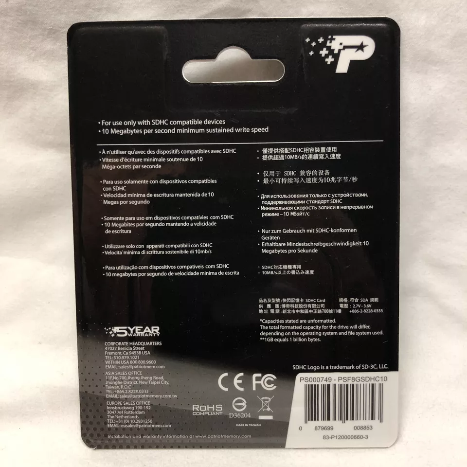 PATRIOT MEMORY 8GB SDHC LX Series Class 10 Secure Digital High Capacity FASTSHIP - Image 2 of 2