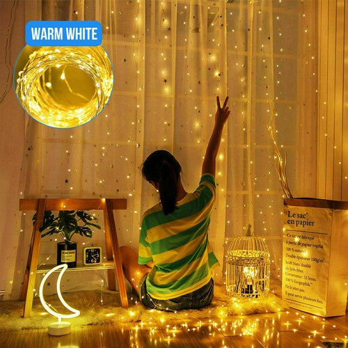 300 LED Curtain Fairy String Lights USB Home Window Bedroom Wedding Party Decor - Picture 5 of 11