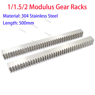 1-2 Modulus Spur Gear Racks For CNC Linear Motion Length 500mm Stainless Steel