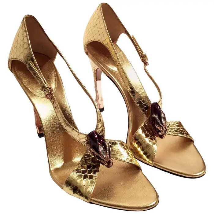 New Tom Ford for Gucci Python Snake Head Ad Runway Heels Sz
