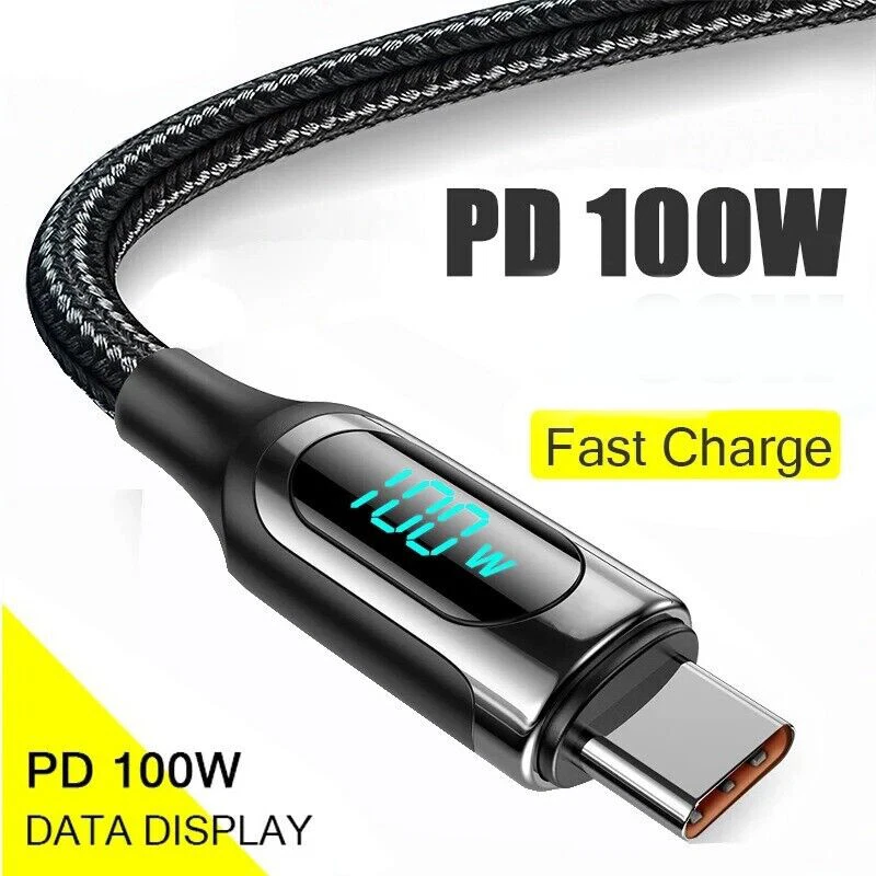 100W 6.5FT PD USB C To USB C Cable Fast Charging Cord LED Display Type C Charger - Image 2 of 4
