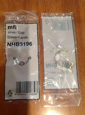 MFI Weiß/Gold Keramik Drop Schubladengriffe NHB3196 RESTPOSTEN 10