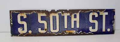 1点物⭕️お安く!◎Custom Vintage Fabric◎AR 9.75 Antique Cobalt Blue Porcelain Street Sign 