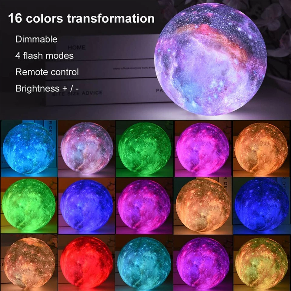 Impresión 3D Lámpara Galaxia Luz de Luna USB LED Noche Luz Lunar Táctil Cambio de Color Foto 3 de 4