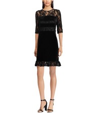 American Living Womens Velvet Lace Midi Dress