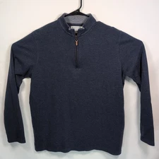 Mizzen + Main Men’s L Performance Menswear 1/4 Zip Pullover Sweater Blue Golf