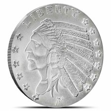 1/2 oz SilverTowne Incuse Indian Silver Round (New) 106.54 per troy oz