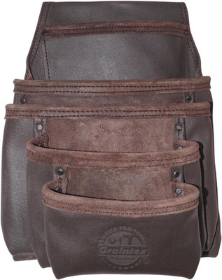 OS2052 5 Pocket Oil Tanned Nail & Tool Pouch Dark Brown Color for Constructor/El