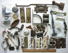 Big Lot of Old Antique Vintage Hardware Parts Drawer Pulls Door Handles Hinges