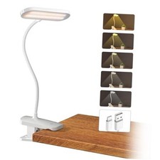 Desk Lamp with Clamp, Portable Cordless Rechargeable Clip on Reading White