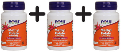 3 x NOW Foods Methyl Folate, 1000mcg - 90 tabs (203,52 EUR/kg)