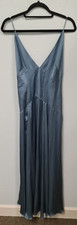 NWT Asos Cami Plunge Maxi Dress Double High Slit in Blue US Size 6