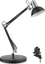 Adjustable Goose Neck Metal Desk Lamp with Clamp, On/Off Switch Black